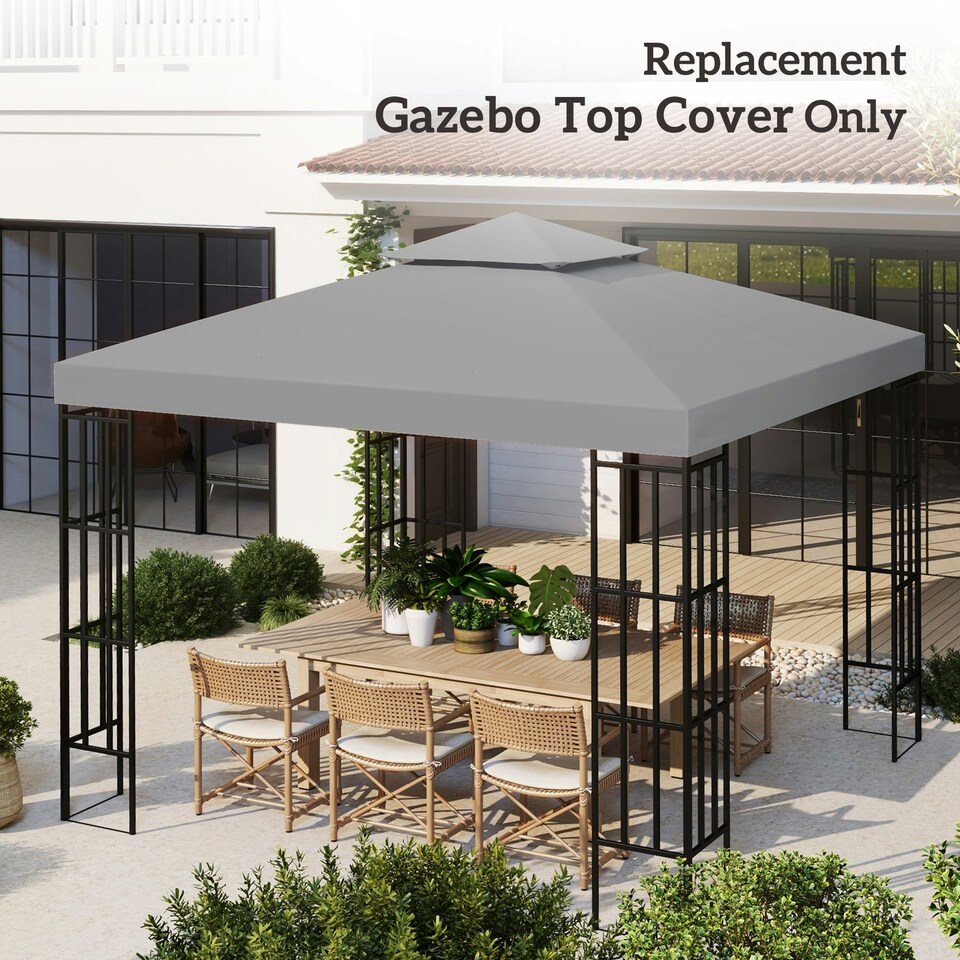 image 1 of Outsunny 3m 2 Tier Garden Gazebo Top Cover Replacement Canopy Roof