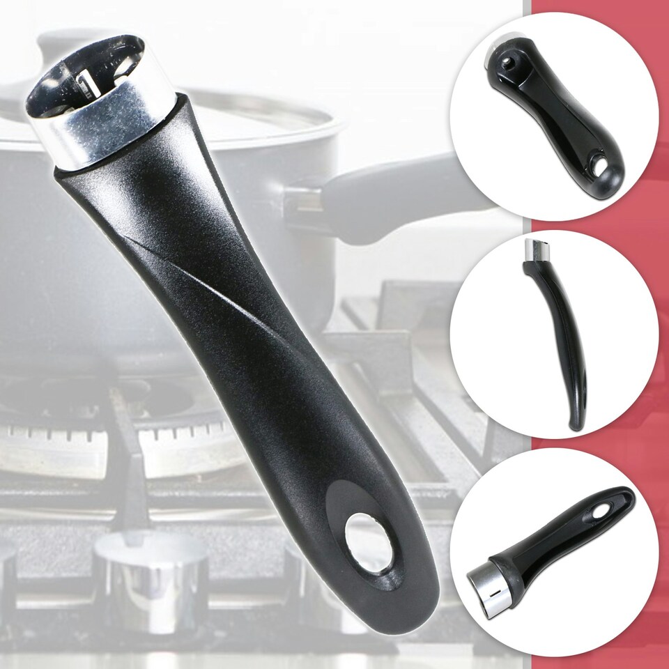 image 1 of SPARES2GO Frying Pan Handle Curved Black Bakelite Saucepan Pot Cookware Replacement (200mm) Black