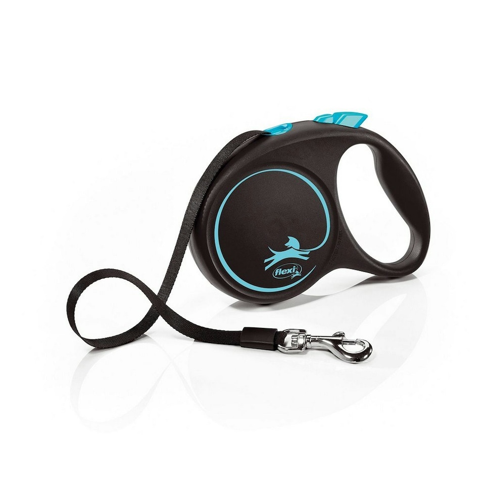 Flexi Medium Tape Retractable Dog Lead - Blue/Black - 5m