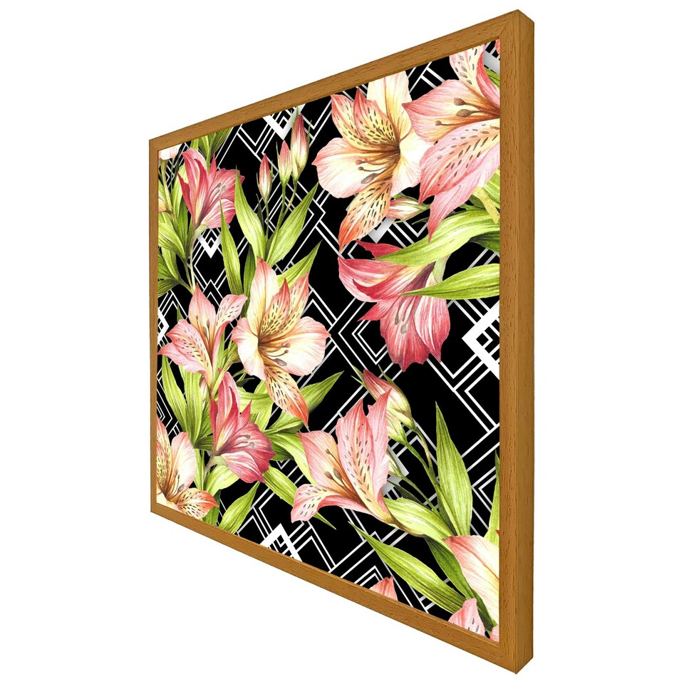 image 1 of Bright plants on geometric background (Picture Frame) White | M