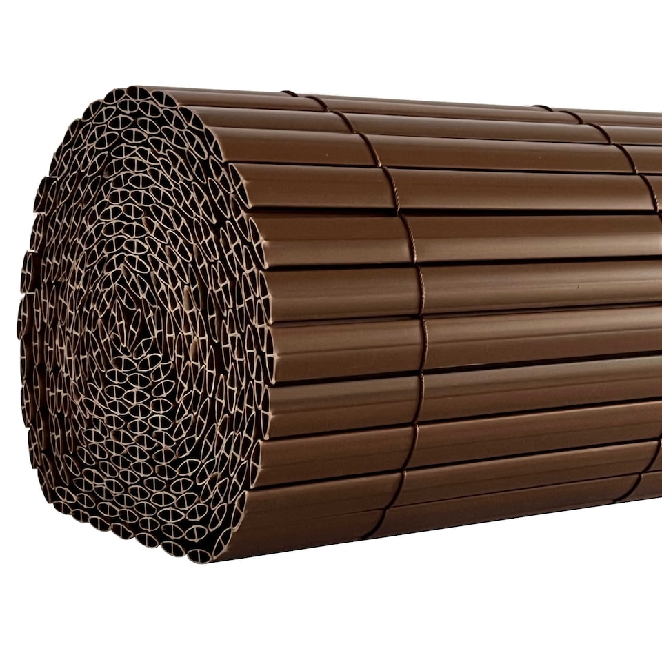 image 1 of 1m x 4m Brown PVC Outdoor Garden Fencing Privacy Screen Roll | Brown | 1