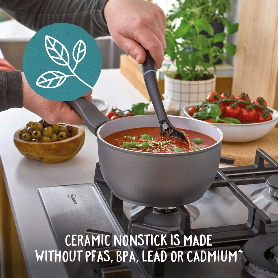 image 1 of Earth Pan Ceramic Non-Stick Saucepan & Frying Pan Set - 5 Piece