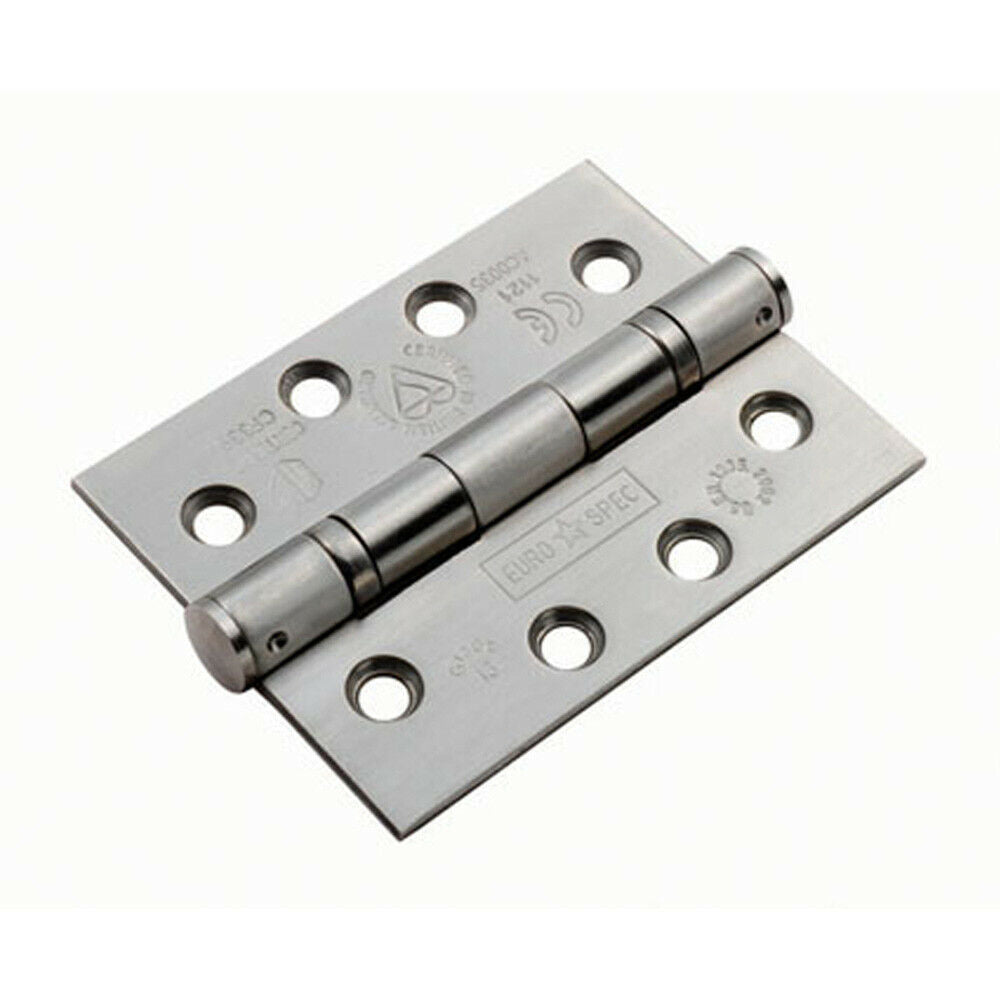 Loops PAIR 102 x 76 x 3mm Ball Bearing Hinge Satin Stainless Steel Interior Door in Metallics