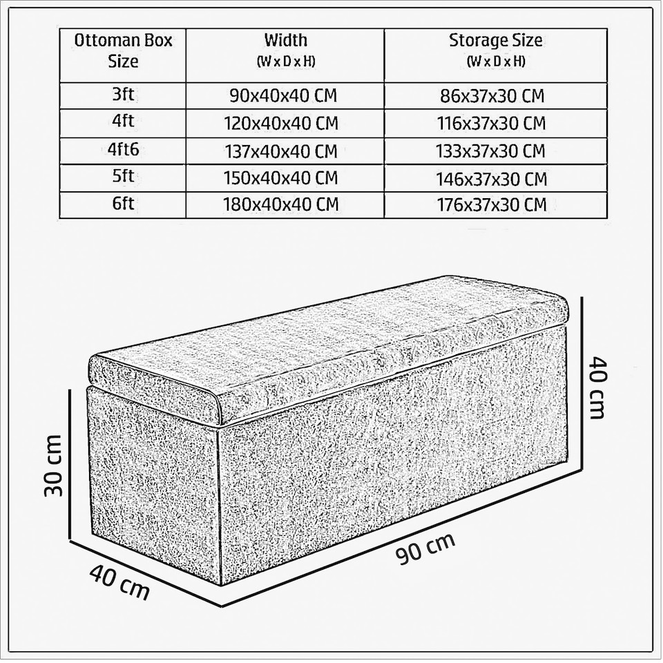 image 1 of 90cm Large Plain Safar Storage Ottoman Box, Black Naples Upholstered Deep Storage Ottoman End of Bed Bench