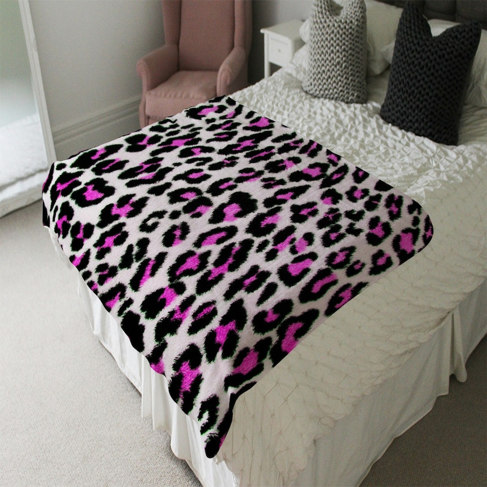 image 1 of Pink Fluffy Leopard (Blanket)