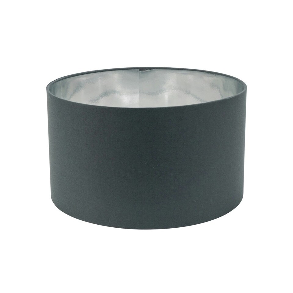 image 1 of ValueLights Reni Medium Charcoal Fabric Chrome Inner Lamp Shade & Bulb Grey
