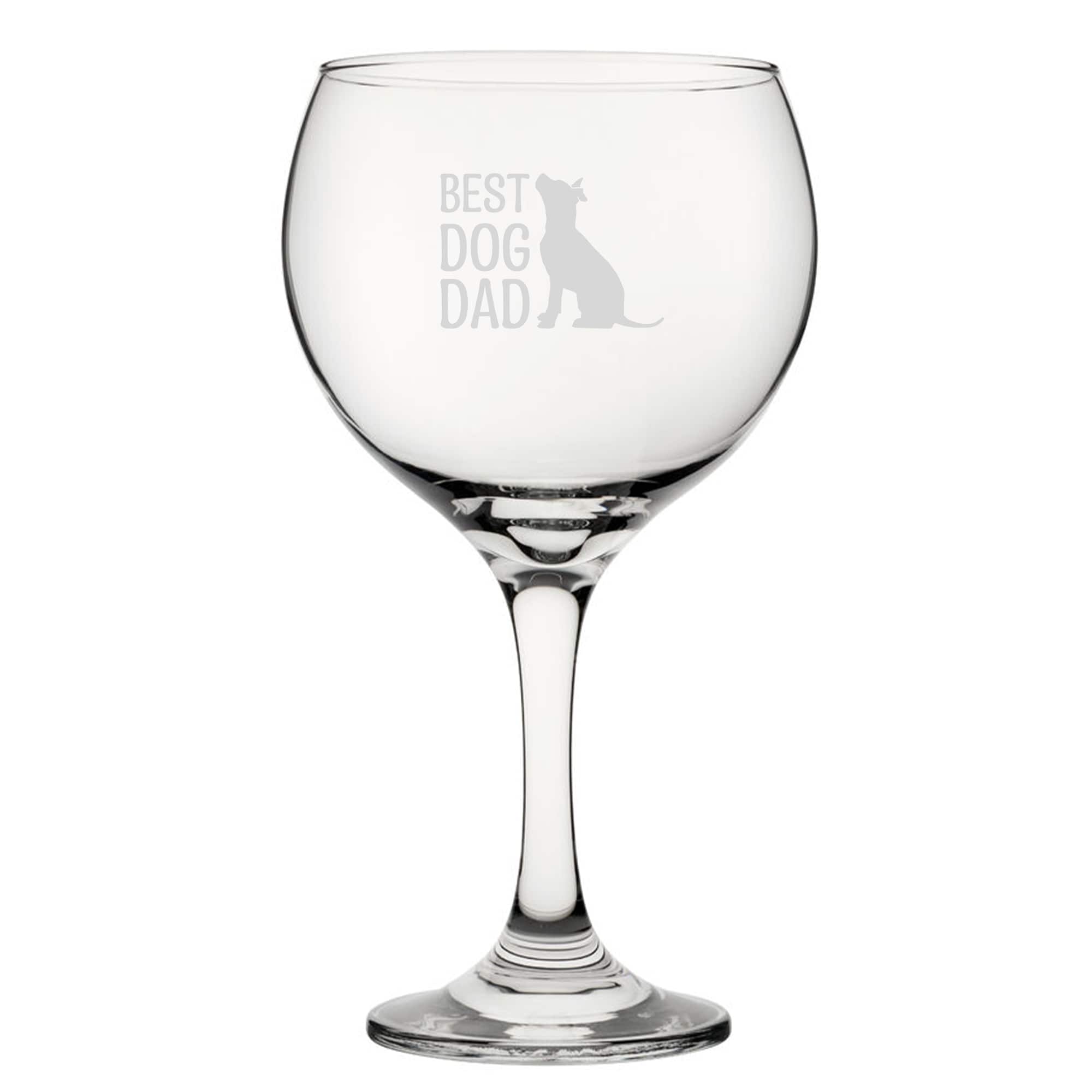 Personalised Best Dog Dad Engraved Gin Balloon Cocktail Glass