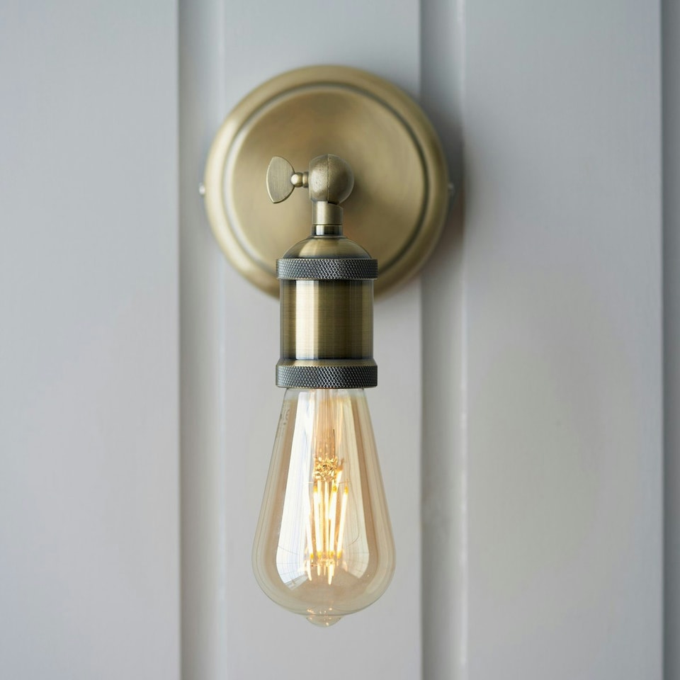 image 1 of Hal Metal Wall Lamp, Antique Brass Plate