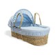 image 2 of Clair de Lune Waffle Palm Moses Basket With Folding Stand - Blue