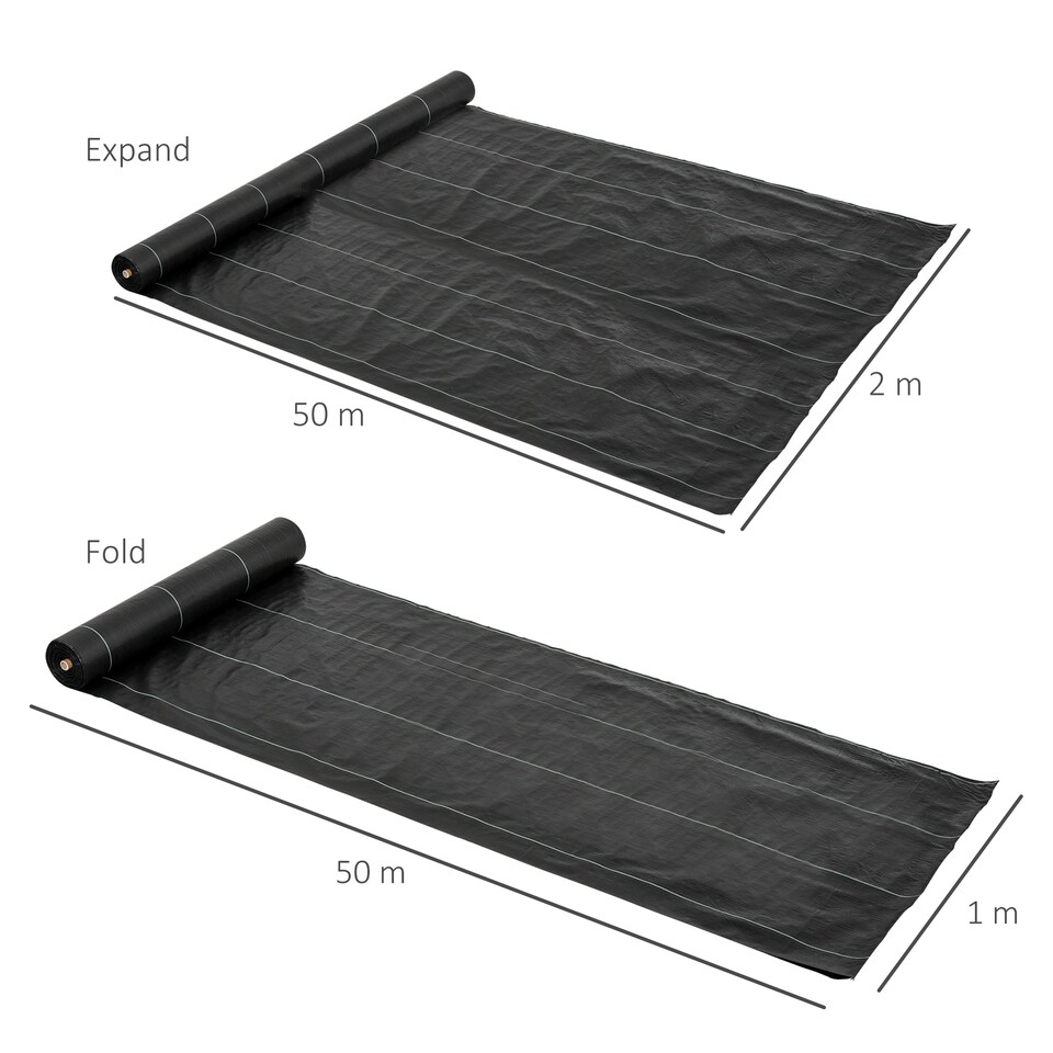 image 1 of Outsunny 2x50m Weed Barrier Fabric Durable Convenient Design Weed Block Mat