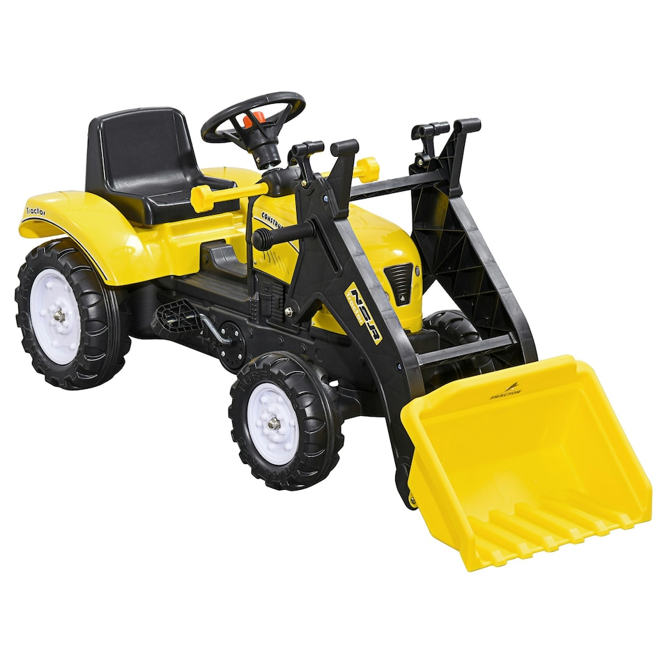 image 1 of HOMCOM Pedal Go Kart Ride On Excavator W/ Front Loader Digger, Four Wheels Child