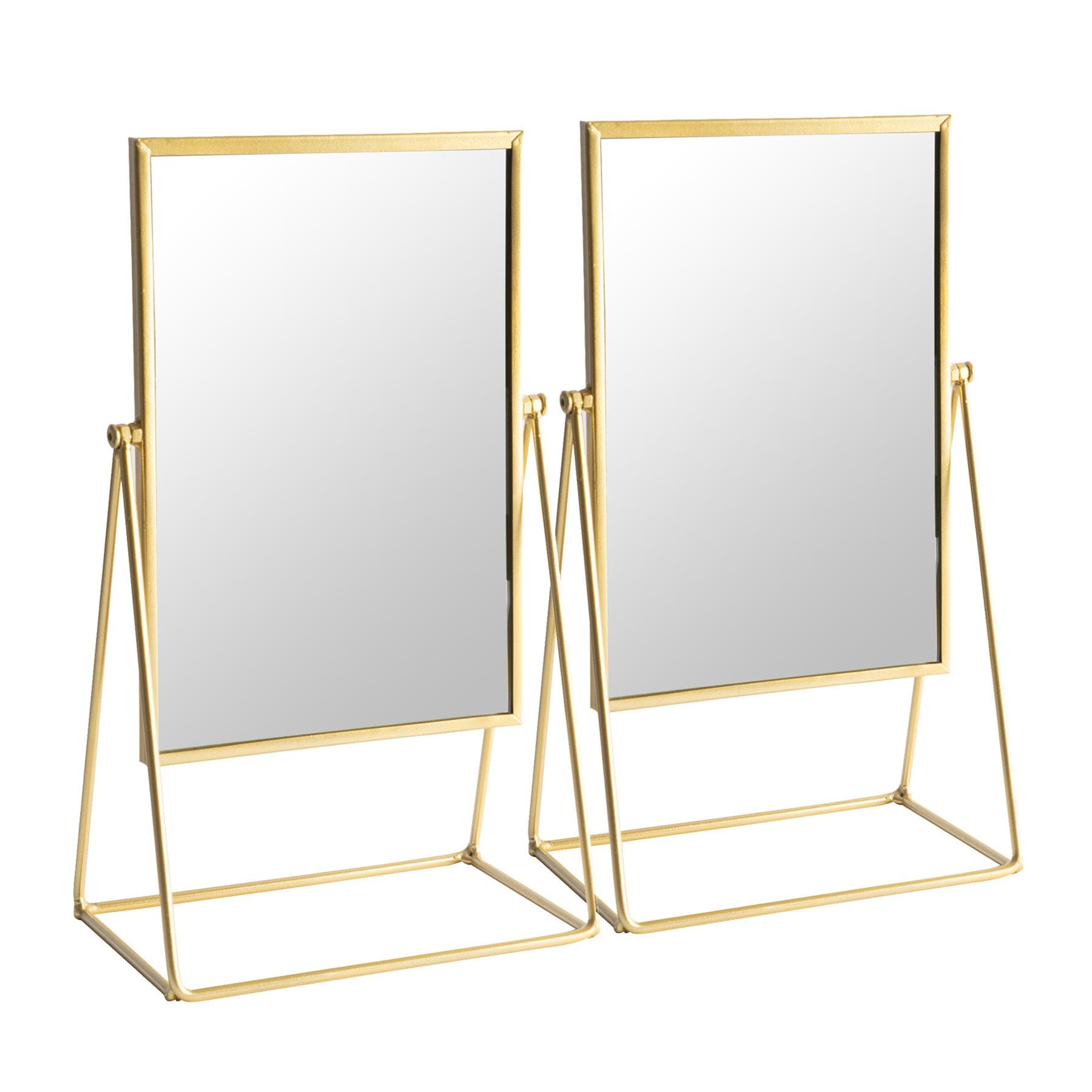 Harbour Housewares Metallic Vanity Mirrors - Adjustable Tilt Dressing Table Mirror Sleek Modern Makeup Mirror - Pack of 2 Gold Gold 39 x 22cm