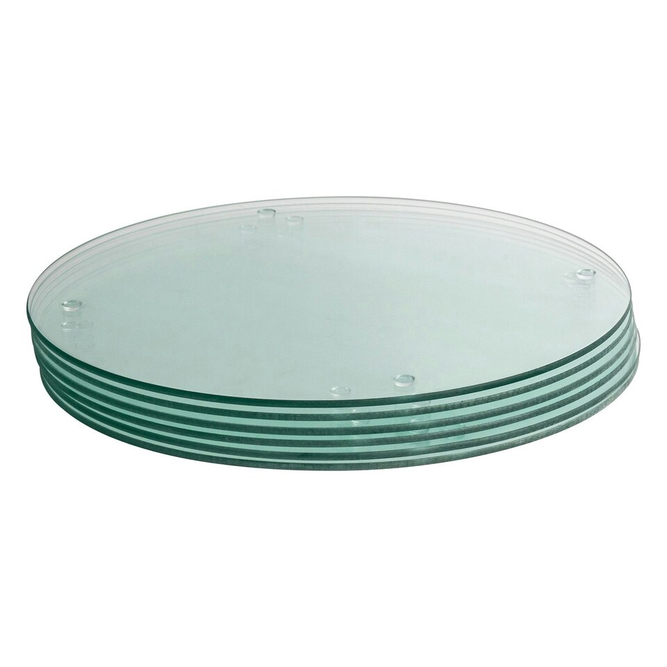image 1 of Harbour Housewares Round Glass Placemats - Clear - 30cm - 6 Pack - Heat-Resistant Set Clear