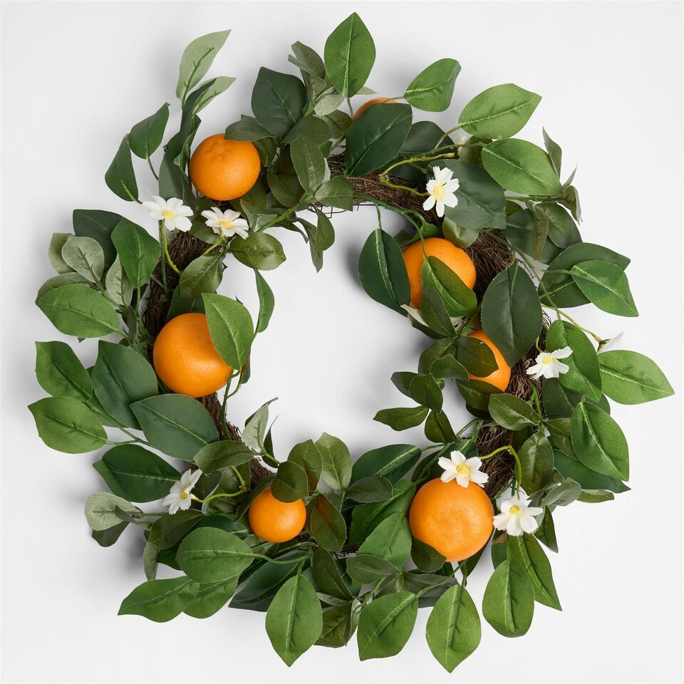 image 1 of OHS Natural Home Wall Table Decor Artificial Orange Wreath, 45cm - Orange