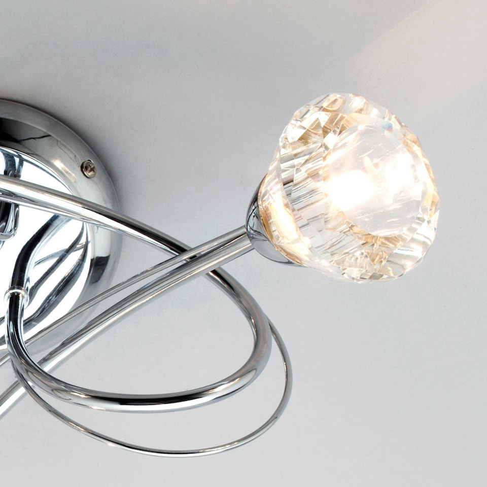 image 1 of BHS Marianne 3 Light Flush Ceiling Light | Silver | Chrome | 1