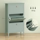 image 7 of HOMCOM 3 Drawer Shoe Cabinet with Flip Doors for Hallway, Entryway Green | 80W x 24D x 131H cm
