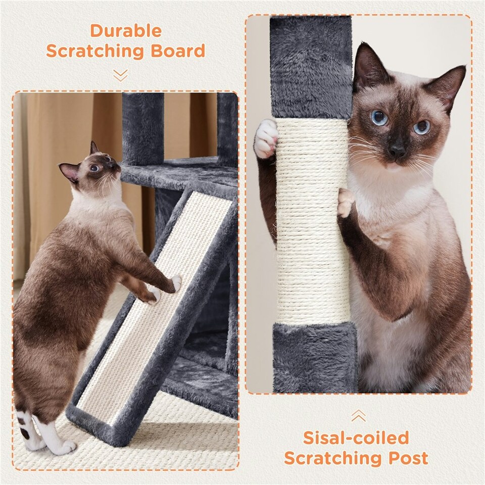 image 1 of Yaheetech 92 cm Cat Tower with Double Condos Dark Grey