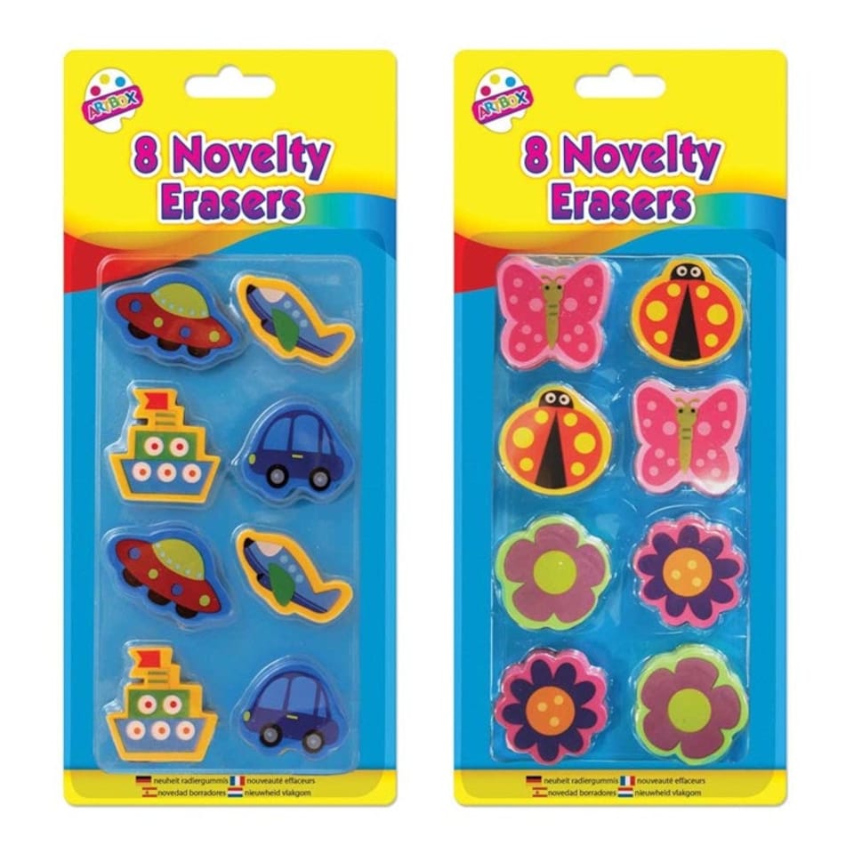 image 1 of Pack of 8 Assorted Novelty Erasers