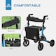 image 3 of HOMCOM Folding Rollator Walker with Seat, Backrest, Bag, 4 Wheels, Blue
