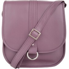 Genuine Soft Leather Sadle Bag Style Crossbody Shoulder Handbag Purple | Grape