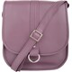 image 1 of Genuine Soft Leather Sadle Bag Style Crossbody Shoulder Handbag Purple | Grape