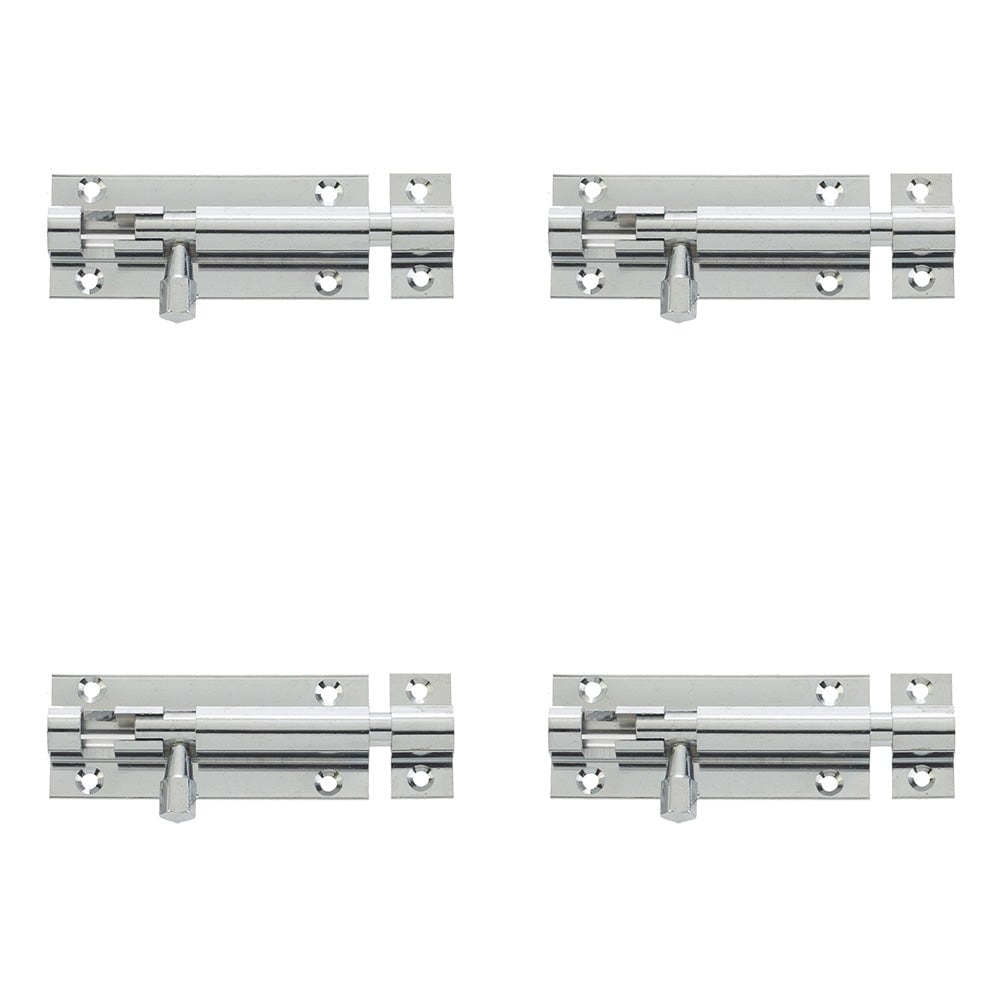 4 PACK High-Quality Polished Chrome Brass Straight Barrel Bolts 38x25mm - Door Bolt