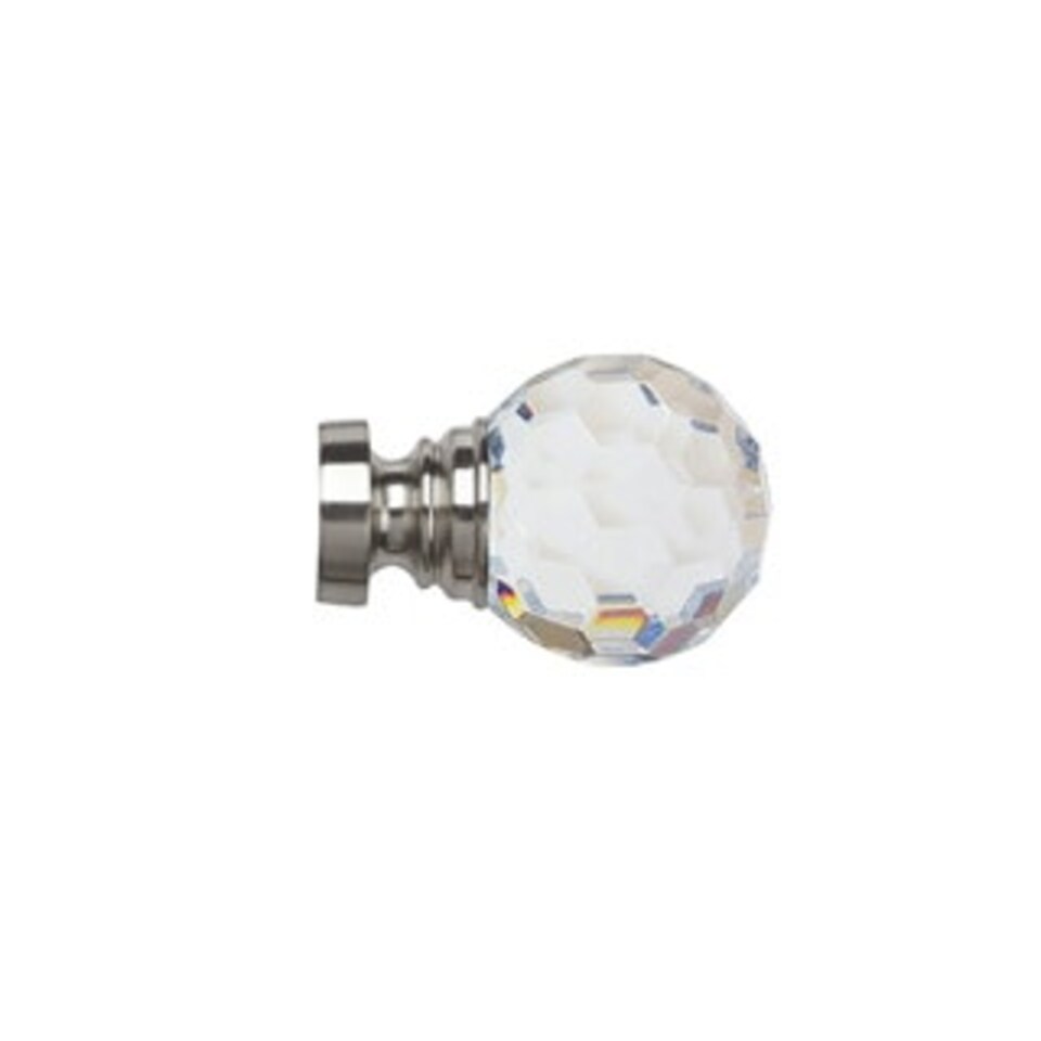image 1 of 35mm Fixed Length Metal Curtain Pole Set Satin Silver Acrylic Ball Finial 390cm Silver | Silver