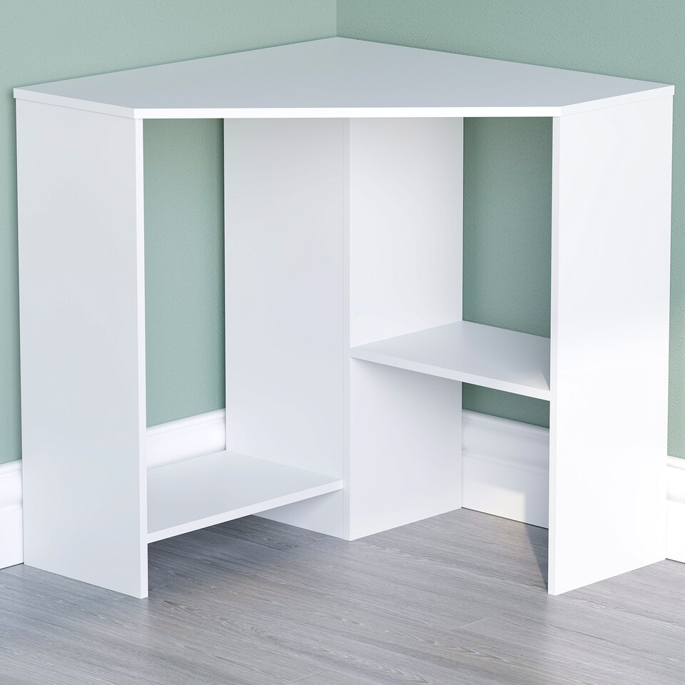 image 1 of Vida Designs Hetton Corner Computer Desk 2 Shelf Home Office Workstation, White