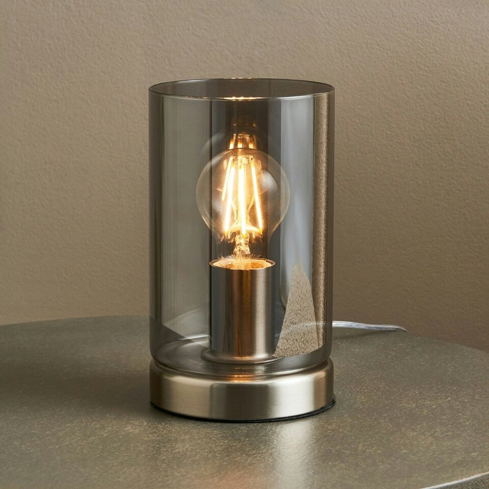 image 1 of Kingsholm Satin Nickel & Glass Touch Table Lamp Silver