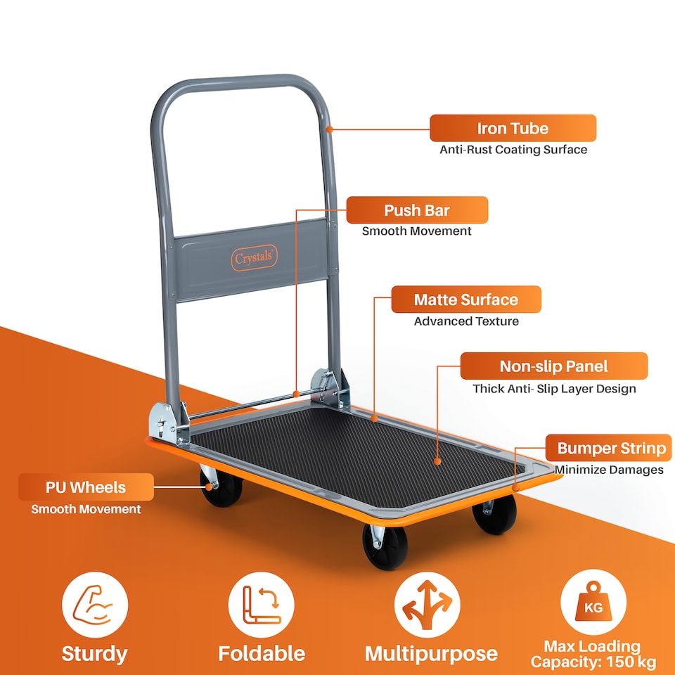 image 1 of NEW 150kg Folding Platform Hand Sack Truck Trolley Transport Heavy Duty