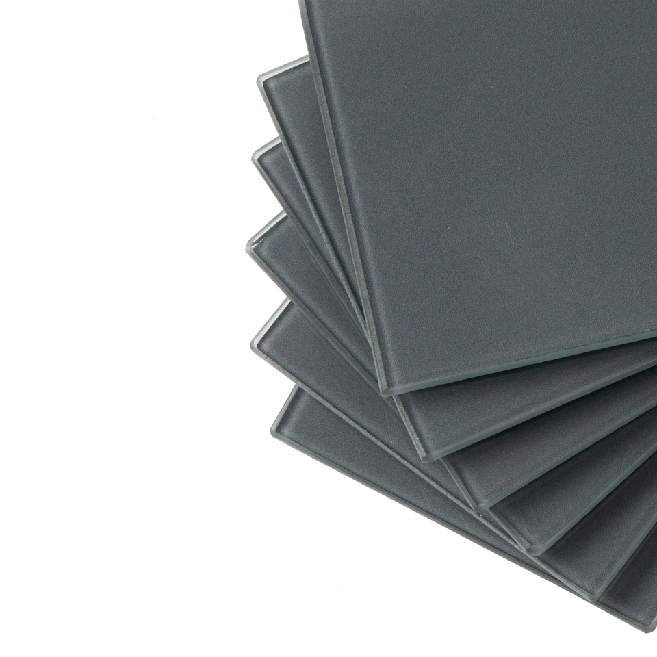 image 1 of Harbour Housewares Glass Square Coasters - 10cm - Grey - Pack of 6
