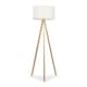 image 1 of ValueLights Barbro Wood Tripod Floor Lamp Cream Boucle Shade & Bulb