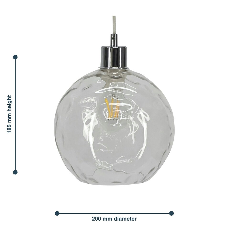 image 1 of First Choice Lighting Barnum Clear Dimpled Glass Easy Fit Pendant Shade Clear