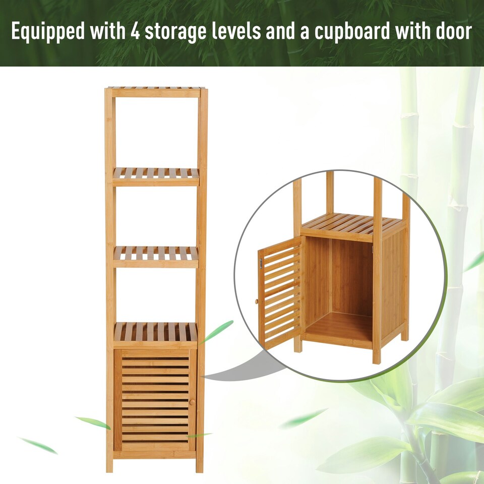 image 1 of HOMCOM 140 cm Storage Unit Freestanding Cabinet w/ 3 Shelves