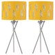 image 1 of Set of 2 Tripod Table Lamps with Ochre Fern Cut Out Shades | Chrome | Yellow | Large | 2