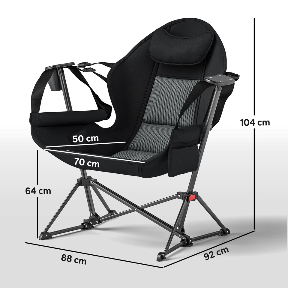 image 1 of Outsunny Hammock Camping Chair Set of 2, Adjustable Back Camp Chair, Black