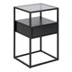 image 1 of Randolf Bedside Table in Black with Smoked Glass