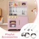 image 6 of COSTWAY Kids Kitchen Playset Pretend Play Kitchen Set with Sounds-Pink