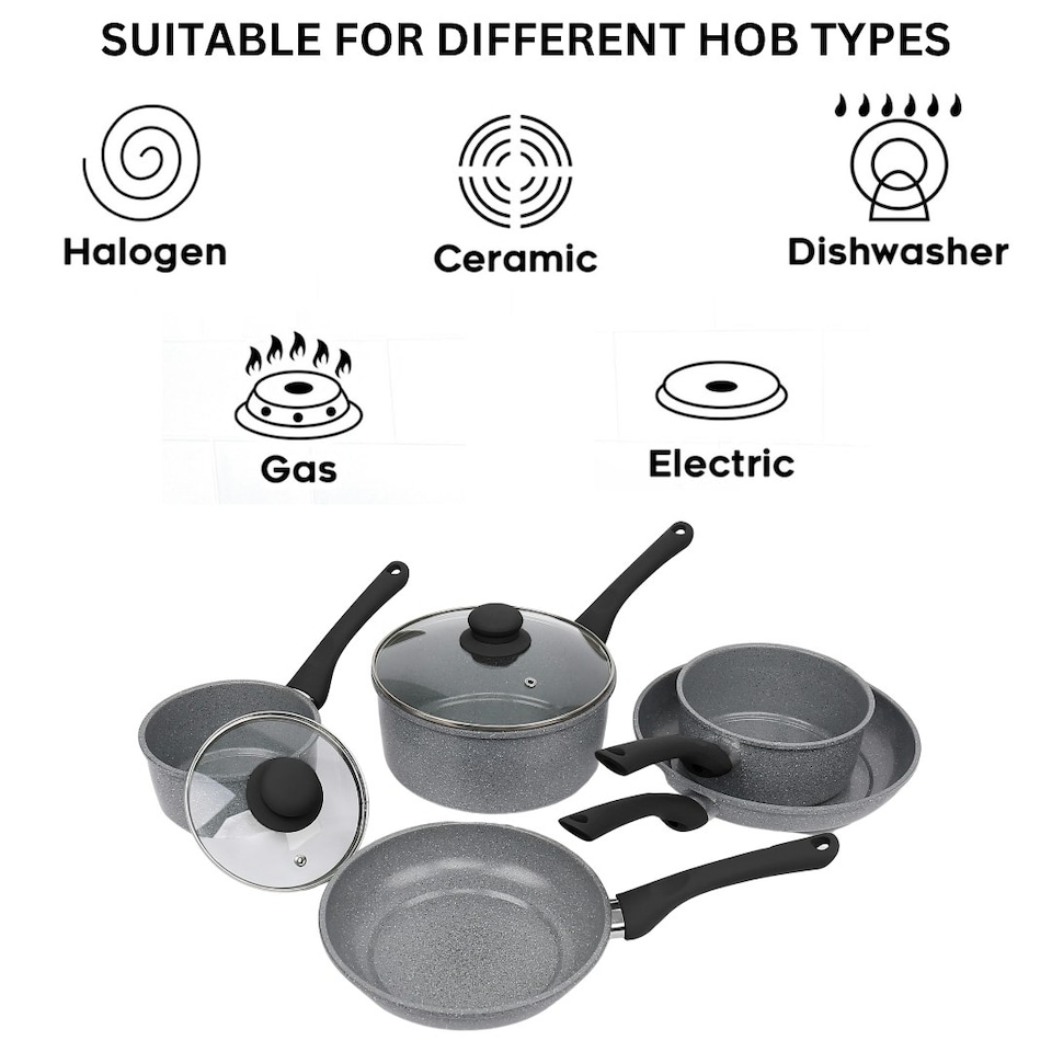 image 1 of Durastone Forged Carbon Steel Grey 5 Piece Saucepan & Frying Pan Set