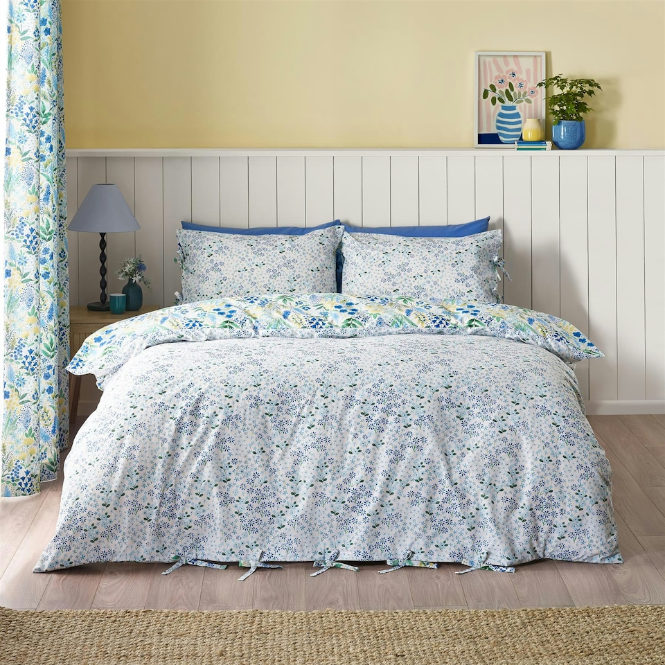 image 1 of Catherine Lansfield Tilly Floral Blue Duvet Cover Set Blue | Double