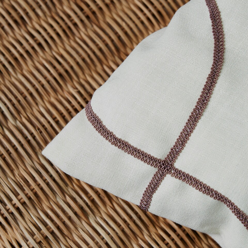 image 1 of BHS Soft Elegance Embroidered Cushion, Cream