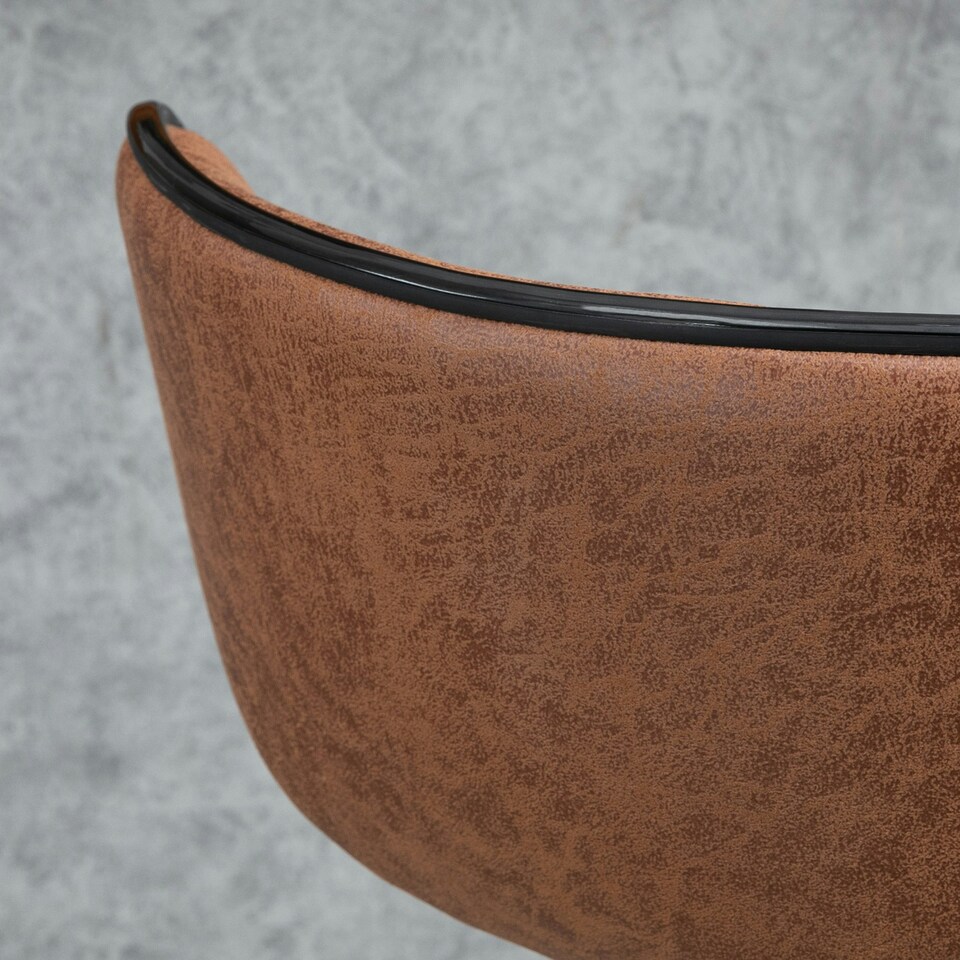image 1 of HOMCOM Bar Stool Set of 2 Microfiber Cloth Adjustable Armless Chairs Brown