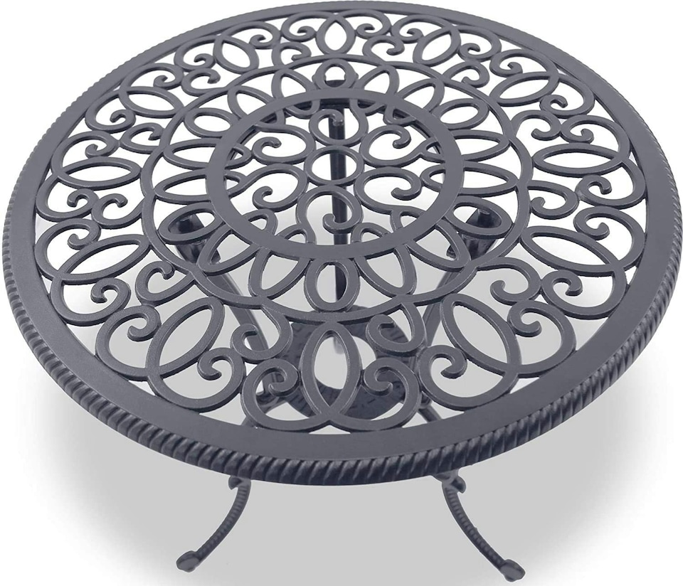 image 1 of Centurion Supports BANGUI Grey Luxurious Garden and Patio Table and 4 Large Chairs with Armrests Cast Aluminium Bistro Set