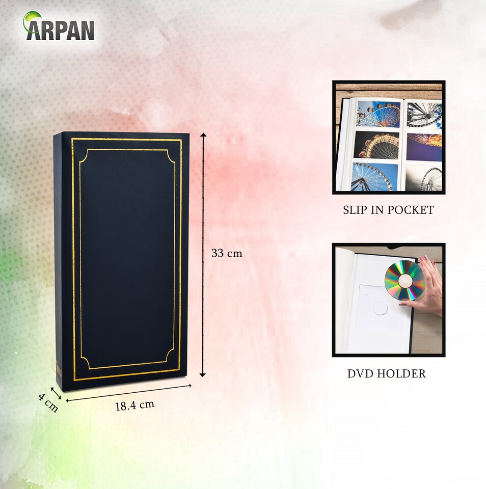image 1 of ARPAN Slip In Case Photo Album for 300 Photos 6"x4" (10x15cm) with CD/DVD Pocket – Large Hardcover Picture Storage Album