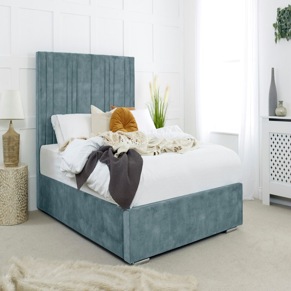Fabio Plush King Bed Frame - Duck Egg