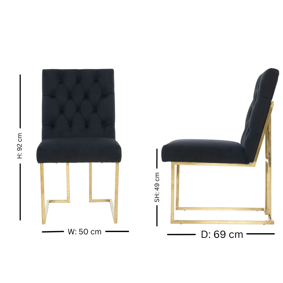 image 1 of Set of 4 Siena Luxury Tufted Velvet Dining Chairs with Gold Frame & Legs - Modern Upholstered Accent Chair | Blue | Blue