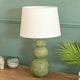 image 2 of ValueLights Mia Ceramic Green Table Lamp with White Tapered Shade