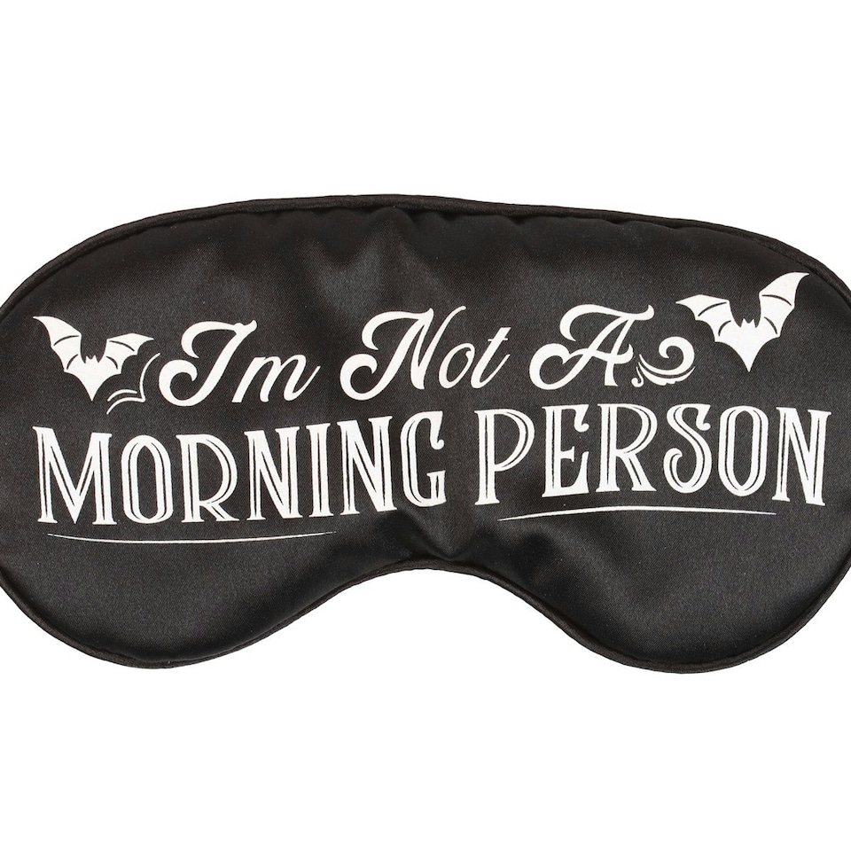 image 1 of Something Different Unisex Adult I´m Not A Morning Person Satin Sleep Mask - Black/White - One Size