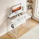 image 2 of HOMCOM Computer Desk, 80cm Home Office Study Table with Hutch Shelf | White | White | 80W x 50D x 121.7H cm