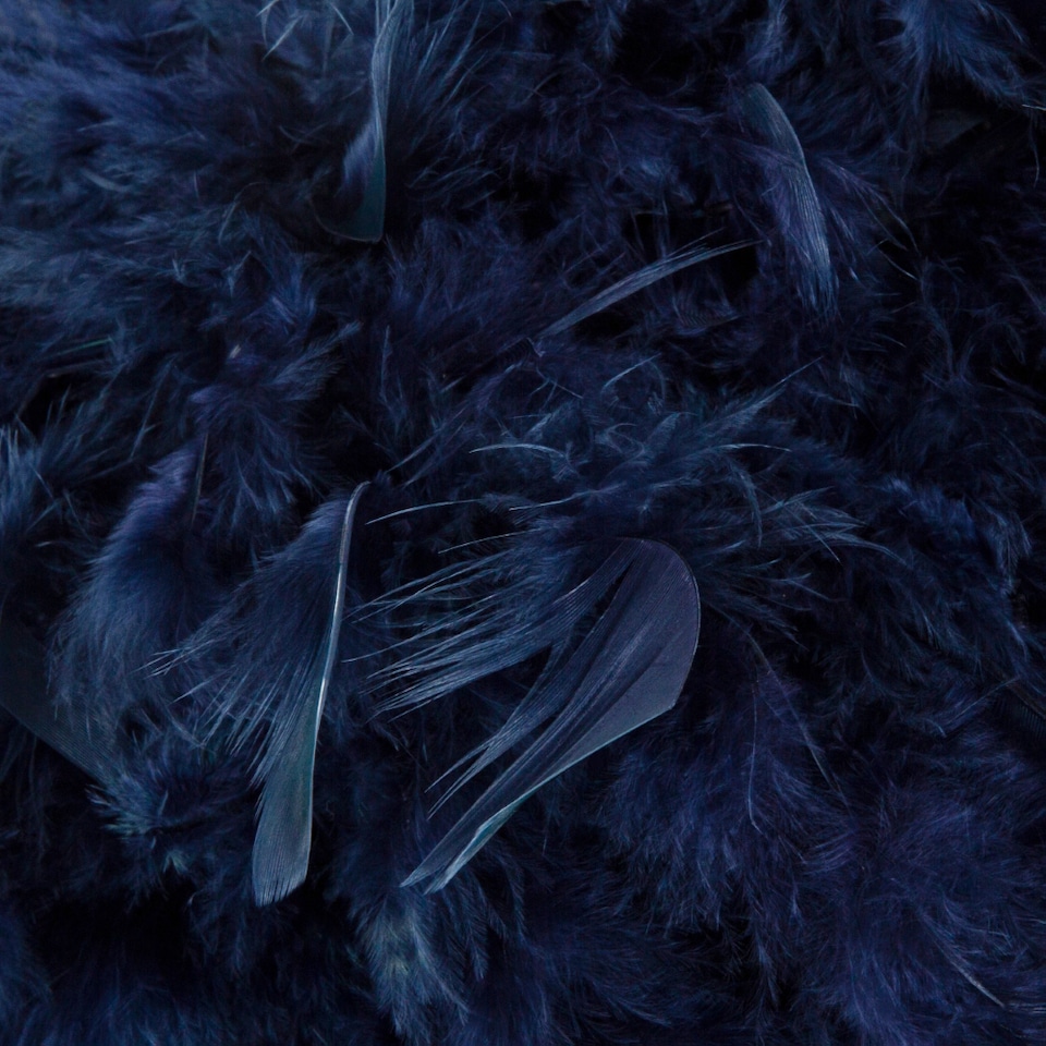 image 1 of Eye-Catching and Modern Small Navy Blue Feather Decorated Pendant Lighting Shade | Blue